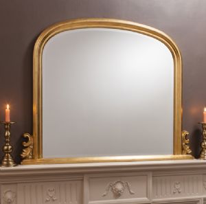 Arched Gold Overmantle Mirror